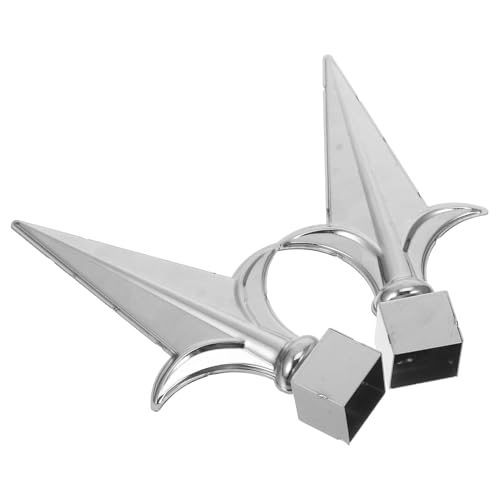 FUNOMOCYA 2 Stück Metall Fahnenmastspitzen Dekorative Trident Finish für Zäune Langlebige Fahnenmast Endkappen für Stilvolle Außenbereiche Einfache Installation von FUNOMOCYA