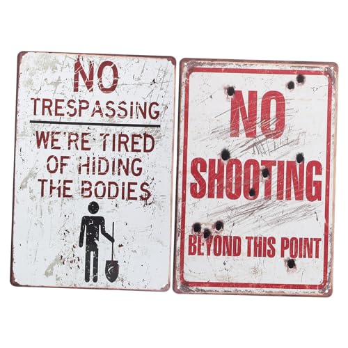 FUNOMOCYA 2 Stück Retro Warnschild Wetterfeste Eisen Schilder für und Außenbereich Robuste Auffällige Warnhinweise für Bereiche und von FUNOMOCYA