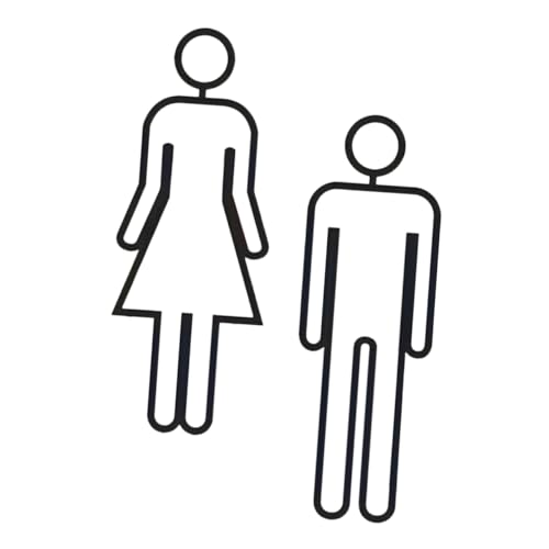 FUNOMOCYA 2 Stück Schwarze Selbstklebende Acryl Toilettenschilder für Badezimmer Tür Elegantes Unisex Wc Schild für Büro Hotel und Geschäft Design Einfache Installation von FUNOMOCYA