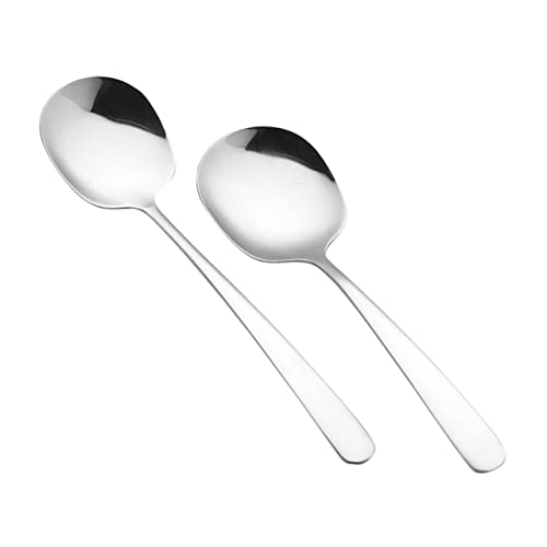 FUNOMOCYA 2 Stück Servierlöffel Edelstahl Große Tiefe Löffel Buffet Küchenhelfer für Suppe Speisen Servieren Hitzebeständig Glatte Oberfläche Sicher für Erwachsene von FUNOMOCYA