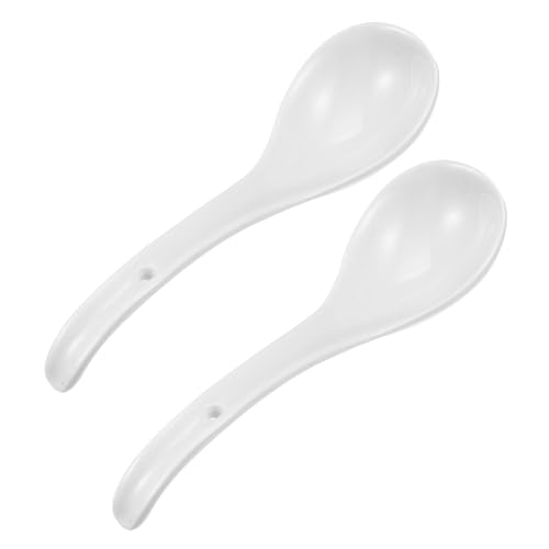 FUNOMOCYA 2 Stück Teiliges Keramiklöffel Weiß Multifunktionale Suppenlöffel und Dessertlöffel mit Komfortablem Griff Hitzebeständig für Zuhause und Restaurantgebrauch Gesund und Langlebig von FUNOMOCYA