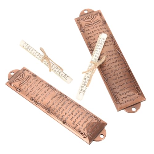 FUNOMOCYA 2 Stück Teiliges Mezuzah Türornament aus Aluminiumlegierung mit Hebräischem Segen Stilvolle Jüdische Metall Dekoration Spirituelles jüdisches Dekor für Tür Fensterdeko FUNOMOCYA 2 Stück Teiliges Mezuzah Türornament aus Aluminiumlegierung mit Hebräischem Segen Stilvolle Jüdische Metall Dekoration Spirituelles jüdisches Dekor für Tür Fensterdeko von FUNOMOCYA
