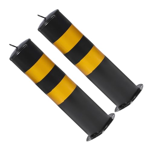 FUNOMOCYA 2 Stück Teiliges Sicherheitsabsperrpfosten aus Edelstahl Robuste Warnsäule für Einfahrten und Parkplätze Witterungsbeständig Reflektierend Schwarz gelb Kollisionsschützende von FUNOMOCYA