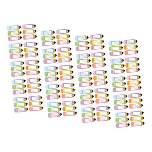FUNOMOCYA 20 Blatt Bunte Bleistift-name Tags Selbstklebende Beschreibbare Namensetiketten für Schulmaterialien Schülertische und Heimgebrauch Einfache Anwendung Farbenfrohes Design für von FUNOMOCYA