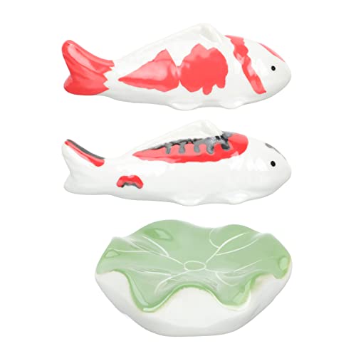 FUNOMOCYA 3 Stück Keramische Schwimmende Fische Deko für Aquarien und Teiche Handgefertigte Farbenfrohe Fischnachbildungen und Rot für Stilvolle Home Decors und Aquariengestaltung von FUNOMOCYA