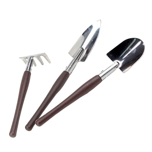 FUNOMOCYA 3 Stück Mini Gartenwerkzeug Set Teiliges Set mit Schaufel und Rechen Robustem Kunststoff Rutschfester Griff für Blumentöpfe und Gartenarbeit von FUNOMOCYA