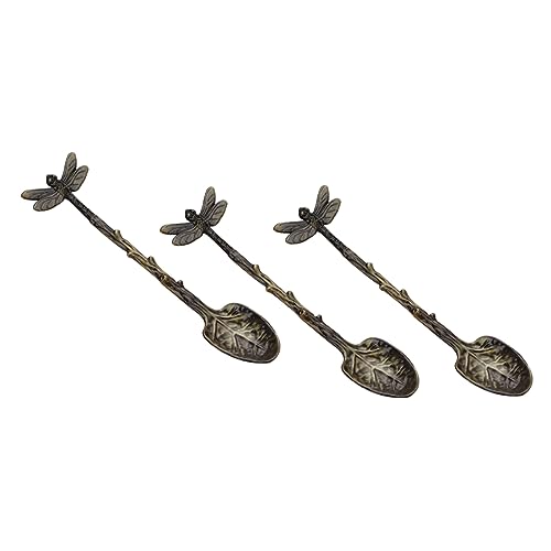 FUNOMOCYA 3Stücke Vintage Kaffee und Dessertlöffel Set Teiliges Servierlöffel Set aus Langlebiger für Kaffee Kuchen und für Zuhause und Cafés von FUNOMOCYA