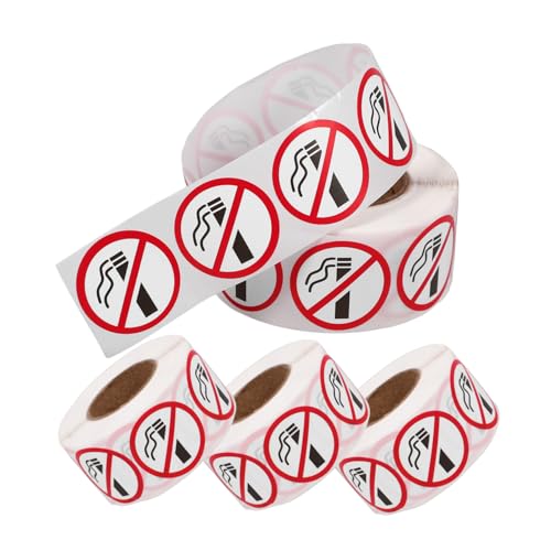 FUNOMOCYA 4 Rollen Selbstklebende No Smoking Aufkleber und Kratzfest Rauchverbot Hinweis Sticker für Innen und Außenbereich Langlebige Rauchen Verboten Schilder zur Sicheren Kennzeichnung von FUNOMOCYA