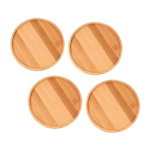 FUNOMOCYA 4 Stück Bamboo Untersetzer Runde Pflanzteller für Sukkulenten und Bonsai Durchmesser Pflegeleicht für und Außenbereich von FUNOMOCYA
