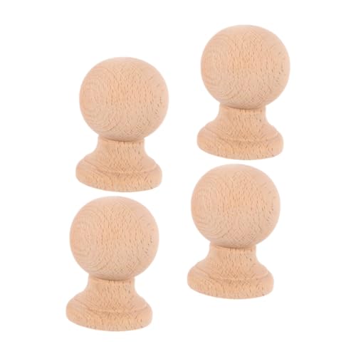 FUNOMOCYA 4 Stück Kleine Holz Dekorative Finials aus Massivem Hartholz Handgefertigte Schnitzereien Naturbelassen für DIY Möbelprojekte Gardinenstangen Bettpfosten Vielseitig Khaki von FUNOMOCYA