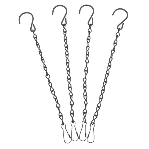 FUNOMOCYA 4 Stück Schwarze Metall Hängeketten Teilig mit S Haken Robuste Pflanzenaufhänger für Blumenampeln Blumentöpfe Laternen und Dekorationen Lang Vielseitig Einsetzbar und Installieren von FUNOMOCYA