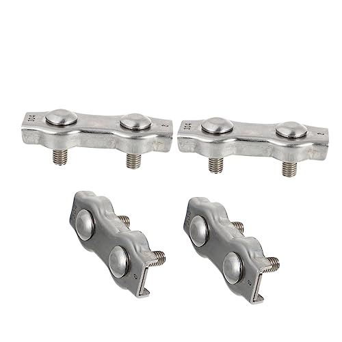 FUNOMOCYA 4 Stück Teiliges Flachseil Klemmen aus Stahl Stabile Drahtseil Clips mit für Kabelbefestigungen im Außenbereich von FUNOMOCYA
