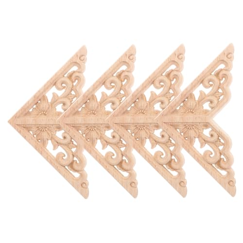 FUNOMOCYA 4 Stück Teiliges Holz Geschnitzte Applikationen Unbemalt Holzornamente für Möbel Dekoration Vielseitige Holzdeko zum Aufkleben Türen Schränke Wände und Fenster Europäischer Stil von FUNOMOCYA
