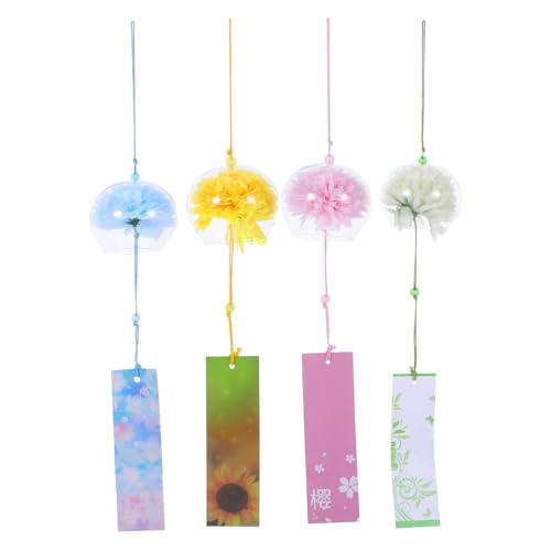 FUNOMOCYA 4 Stück Teiliges Japanische Windspiele mit Kirschblüten-Motiv Farbige Glasanhänger Leichte Dekorative Windglocken für Garten Balkon Fenster Indoor und Outdoor Nutzung FUNOMOCYA 4 Stück Teiliges Japanische Windspiele mit Kirschblüten-Motiv Farbige Glasanhänger Leichte Dekorative Windglocken für Garten Balkon Fenster Indoor und Outdoor Nutzung von FUNOMOCYA