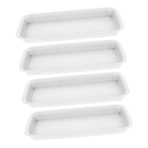 FUNOMOCYA 4 Stück Teiliges Rechteckiger Pflanzenuntersetzer aus Robustem Wasserauffangend rutschfest und Leicht zu Reinigen Passend für Innen Außenblumentöpfe Stilvoll Minimalistisch von FUNOMOCYA