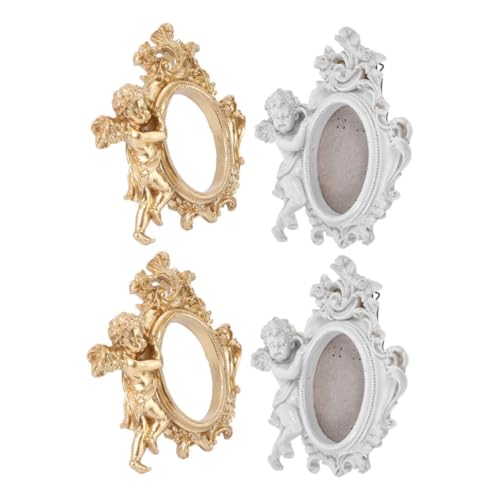 FUNOMOCYA 4 Stück Teiliges Retro Bilderrahmen aus Harz mit Ovalem Barock-design und Engelsfigur Vintage Fotodekoration für Tisch Hochzeit Museum als Foto-requisiten und Stilvolle FUNOMOCYA 4 Stück Teiliges Retro Bilderrahmen aus Harz mit Ovalem Barock-design und Engelsfigur Vintage Fotodekoration für Tisch Hochzeit Museum als Foto-requisiten und Stilvolle von FUNOMOCYA