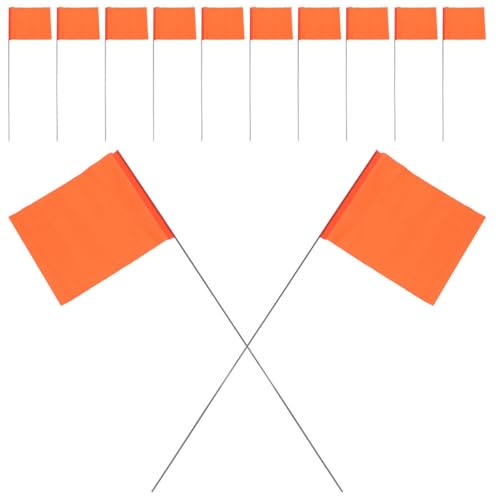 FUNOMOCYA 48 Stück Teiliges Markierungsfahnen Orange mit Stahlstange Langlebige Garten Rasenkennzeichnung Hohe Sichtbarkeit Schnelle Installation für Bewässerung Vermessung und von FUNOMOCYA
