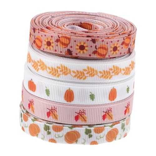 FUNOMOCYA 5 Rollen Herbst Schleifenband mit Kürbis und Ahornblatt Dekoratives Grosgrain Band für DIY Herbst Erntedankfest-dekoration für Verpackung und Bastelprojekte FUNOMOCYA 5 Rollen Herbst Schleifenband mit Kürbis und Ahornblatt Dekoratives Grosgrain Band für DIY Herbst Erntedankfest-dekoration für Verpackung und Bastelprojekte von FUNOMOCYA