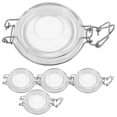 FUNOMOCYA 5 Stück Teiliges Glas Vorratsgläser Deckel mit Auslaufsicherem Silikonring Drahtbügel Verschluss Ersatzdeckel für Einmachgläser mit Normalem Hals zum Einlegen Fermentieren und FUNOMOCYA 5 Stück Teiliges Glas Vorratsgläser Deckel mit Auslaufsicherem Silikonring Drahtbügel Verschluss Ersatzdeckel für Einmachgläser mit Normalem Hals zum Einlegen Fermentieren und von FUNOMOCYA
