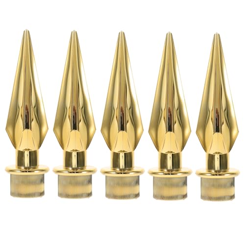 FUNOMOCYA 5 Stück Teiliges Kunststoff Fahnenmast Spitze Dekorative Goldfarbene Flaggenmast Spitze mit Spitz Zulaufendem Design Einfach zu Montierende Flaggenhalterung für Außenbereich und von FUNOMOCYA