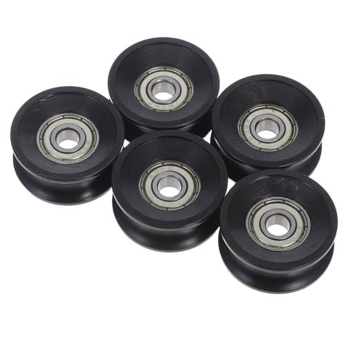 FUNOMOCYA 5 Stück Teiliges U profil Nylon Laufrollen Robuste Gleitlager Schiebetürrollen für Möbel Schränke und Fenster Langlebige Leicht zu Installierende Führungsschienenrollen in Schwarz von FUNOMOCYA