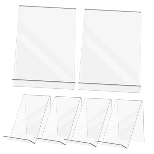 FUNOMOCYA 6 Stück Acryl Buchständer Teiliges Transparent Stabile Aufsteller für Bücher Magazine Prospekte Organizer Büro Zuhause Modernes Design von FUNOMOCYA