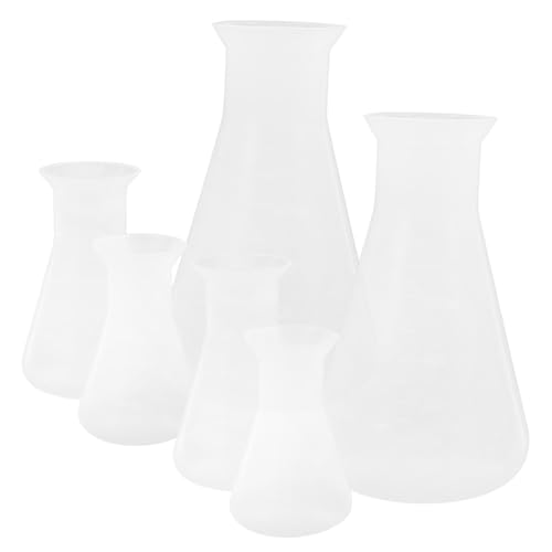 FUNOMOCYA 6 Stück Teiliges Erlenmeyer Öffnung Graduierte Konische Laborflaschen für Chemieexperimente Vielseitige Reagenzbehälter Widerstandsfähig und Einfach zu Handhaben von FUNOMOCYA