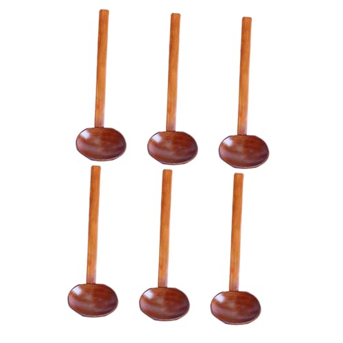 FUNOMOCYA 6 Stück Teiliges Holz Suppenlöffel mit Langem Griff Ergonomisch Facettiert Vielseitig für Ramen Wonton Hotpot Einfach zu Reinigen Natürlicher Holzgriff für Restaurant und Haushalt von FUNOMOCYA