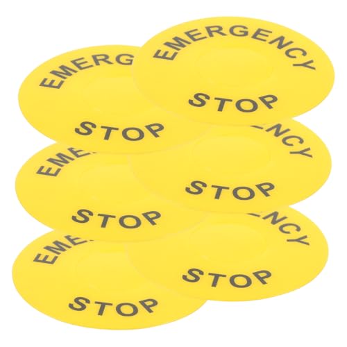 FUNOMOCYA 6 Stück Teiliges Notstopp aufkleber Langlebigem PVC Selbstklebend Sichtbar Verschleißfest für Industrielle Maschinen und Elektronische Geräte Gelb Not aus warnetikett von FUNOMOCYA