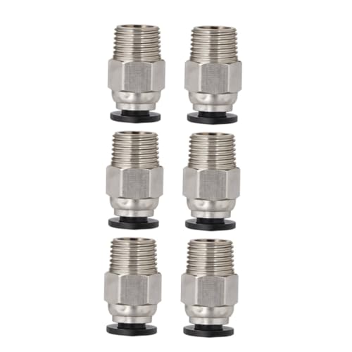 FUNOMOCYA 6 Stück Teiliges Pneumatik Stecker Gerader Männlicher Ptfe Schlauchverbinder Einfacher Tube Push Connector für Drucker Extruder Schnelle Montage und Sichere Schlauchfixierung von FUNOMOCYA