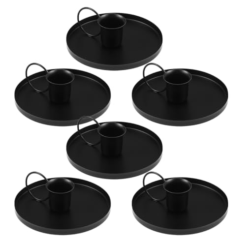 FUNOMOCYA 6 Stück Teiliges Schwarzes Metall Kerzenhalter Stabile Metallständer für Säulenkerzen Dekorative Tischdeko für Weihnachten Hochzeiten Partys Wohnzimmer von FUNOMOCYA