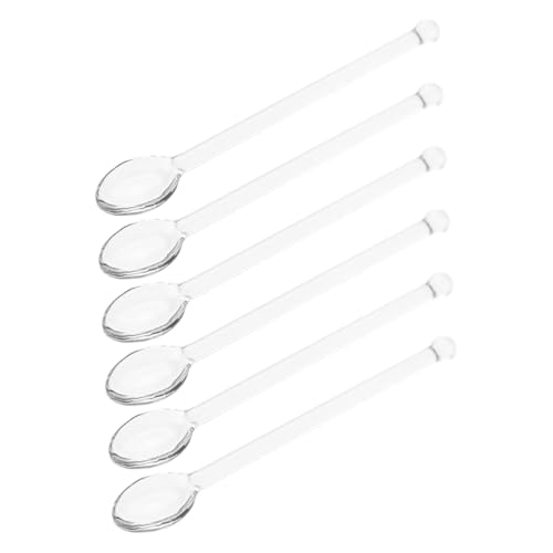 FUNOMOCYA 6 Stück Teiliges Transparente Glasrührlöffel Kleine Espressolöffel und Cocktailstäbchen Hitzebeständig Vielseitig für Tee Kaffee Desserts Milch für Zuhause Bar und Party von FUNOMOCYA
