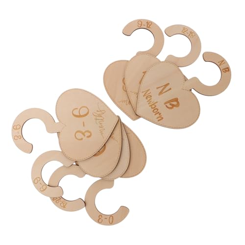 FUNOMOCYA 7 Stück Teiliges Kleidertrennset aus Holz mit Monatsgrößen für Kleiderstangen Sicher Hängende Kleiderhalter zur Sortierten Aufbewahrung von Babykleidung als Geschenk für Familien von FUNOMOCYA