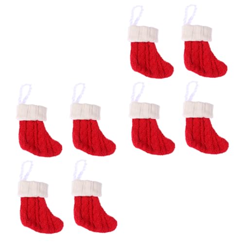 FUNOMOCYA 8St Weihnachtsstrumpf Besteckset Urlaub Bestecktasche Weihnachtsbesteckabdeckung weihnachtsmotiv weihnachtsessen Weihnachtsbestecktasche Halter für Weihnachtsgabeln Stricken rot von FUNOMOCYA
