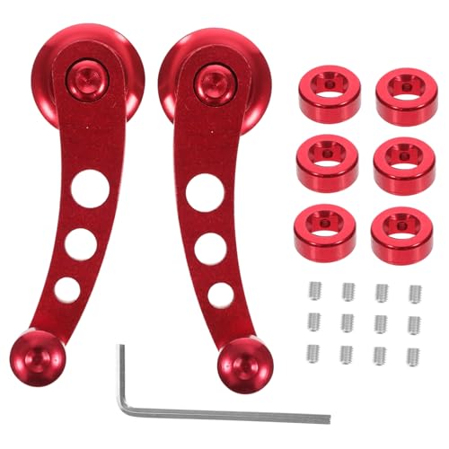 FUNOMOCYA Aluminium Auto Fensterkurbel Set Links Rechts mit Montageset und Adaptern Austausch für Manuelle Kurbel Fensterheber Langlebiger Ersatzgriff für Autotüren Rot von FUNOMOCYA
