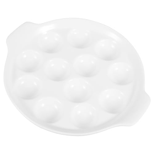 FUNOMOCYA Backform für Schnecken Weiße Keramikplatte mit Griff für Gastronomie für Gebackene Schnecken und Meeresfrüchte Spülmaschinengeeignet von FUNOMOCYA