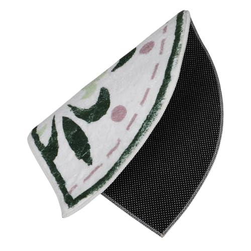 FUNOMOCYA Badezimmermatte Halbkreisform rutschfeste Schnell Trocknende Bodenmatte Für Bad Wc Wasserabsorbierende Fußmatte Mit Antislip Oberfläche Grün Mit Blumenmuster von FUNOMOCYA