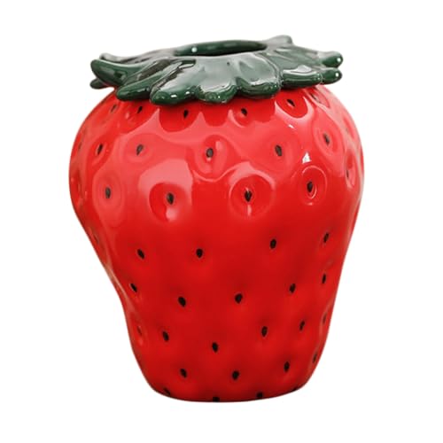 FUNOMOCYA Bauernhausvase Dekorative Vase Vase in Erdbeerform Keramikvase Erdbeerpflanzer Moderne Blumenvase Tischdekoration Blumenbehälter Kleine Keramikvasen FUNOMOCYA Bauernhausvase Dekorative Vase Vase in Erdbeerform Keramikvase Erdbeerpflanzer Moderne Blumenvase Tischdekoration Blumenbehälter Kleine Keramikvasen von FUNOMOCYA