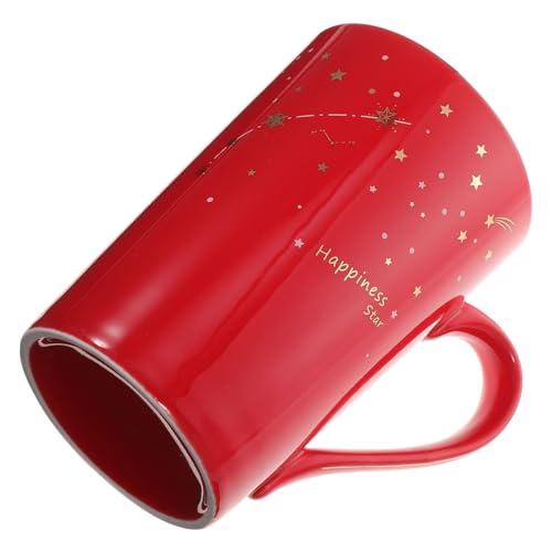 FUNOMOCYA Dekorativer Keramiktasse mit Goldrand Eleganter Wasserglas für Zuhause Büro Verbrühungsgriff für Tee Kaffee Milch und von FUNOMOCYA