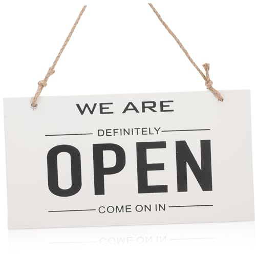 FUNOMOCYA Doppelseitiges Holz Türschild Open Closed Geschäftsschild aus Robustem Holz mit Klarer Anzeige für Laden Bar Moderne Wanddekoration Rechteckig Weiß von FUNOMOCYA