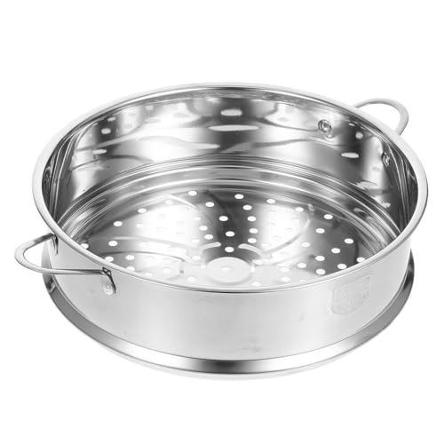 FUNOMOCYA Edelstahl Dämpfeinsatz mit Griffen Multifunktionaler Dampfgarer Einsatz für Küchen Kompatibel mit Reiskochern und Dämpfern Leicht Handlich und Einfach zu Reinigen von FUNOMOCYA