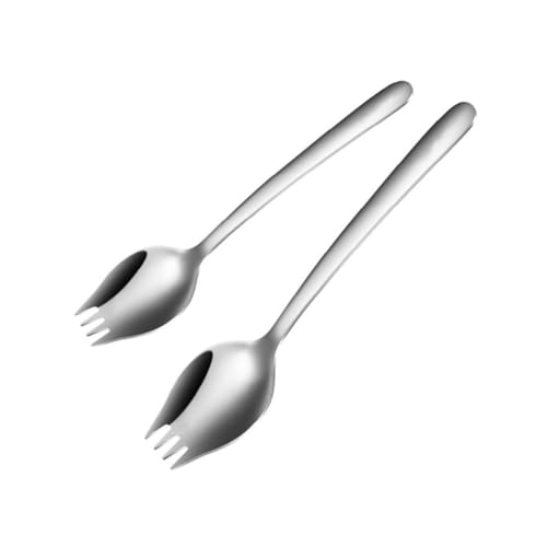 FUNOMOCYA Edelstahl Spork mit Langem Griff Küchenutensil Kombinierter Löffel und Gabel Rostfrei Spülmaschinenfest Vielseitig für Pasta Salat Obst und Partys für Zuhause und von FUNOMOCYA