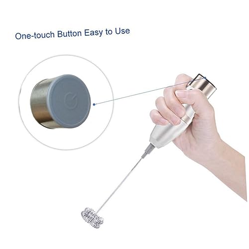 FUNOMOCYA Elektrischer Aufschäumer Handmilchaufschäumer Milchschäumer Handgehaltener Milchaufschäumer Silber von FUNOMOCYA