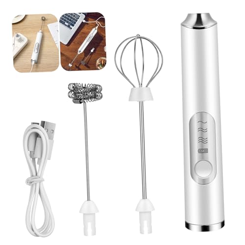 FUNOMOCYA Elektrischer Milchaufschäumer mit Gang Automatik Handheld Mixer für Eier und Matcha Aufsätze USB Wiederaufladbar Leiser Betrieb Langlebiges Material von FUNOMOCYA