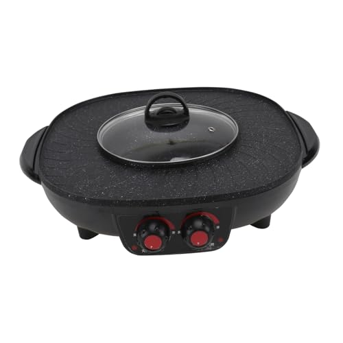 FUNOMOCYA Elektrischer Multifunktions Topf mit Rauchfreiem Antihaft Beschichtung Integrierter Hotpot und Grill Schnelle Gleichmäßige Hitze Glasdeckel für Familie und Party Schwarz FUNOMOCYA Elektrischer Multifunktions Topf mit Rauchfreiem Antihaft Beschichtung Integrierter Hotpot und Grill Schnelle Gleichmäßige Hitze Glasdeckel für Familie und Party Schwarz von FUNOMOCYA