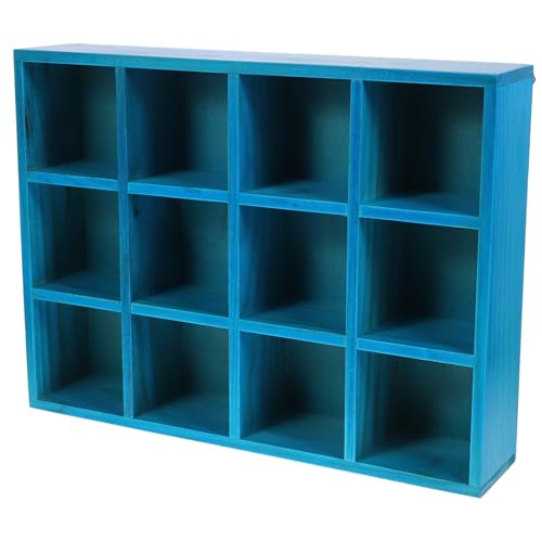 FUNOMOCYA Fächer Holz Wandregal Vintage Meerblau Mediterranes Hängendes Display für Figuren und Kleinteile Wand oder Tischmontage Kompakte Aufbewahrung für Schlafzimmer und Wohnzimmer von FUNOMOCYA
