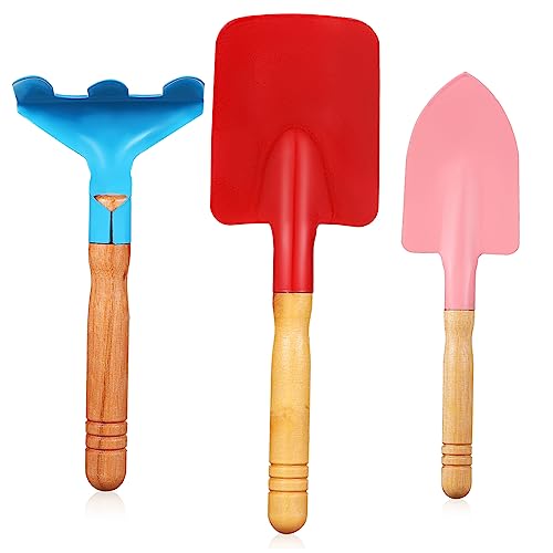 FUNOMOCYA Gartenwerkzeuge Set Mini Holzgriff Teiliges Gartenset mit Kelle und Rechen für Gartenliebhaber und im Freien Farbenfrohes Design Robustes von FUNOMOCYA