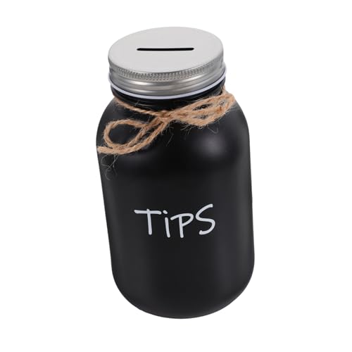 FUNOMOCYA Glas Spardose Mason Jar Piggy Bank aus Robustem Glas und Metall Langlebiger Münzbehälter für Erwachsene Transparenter Behälter für Restaurant und Zuhause von FUNOMOCYA