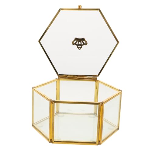 FUNOMOCYA Glas-schmuckkästchen mit Transparentem Deckel Eleganter Kupferrahmen Geräumige Aufbewahrung für Schmuck von Frauen und Mädchen Sechseckige Schmuckbox zur Stilvollen Organisation FUNOMOCYA Glas-schmuckkästchen mit Transparentem Deckel Eleganter Kupferrahmen Geräumige Aufbewahrung für Schmuck von Frauen und Mädchen Sechseckige Schmuckbox zur Stilvollen Organisation von FUNOMOCYA