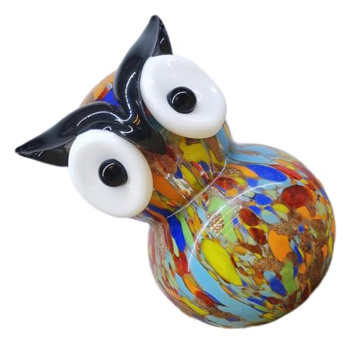 FUNOMOCYA Glasfigur Dekorative Eulenstatue für Wohnzimmer Einzigartiges Design Handgefertigte Glasornamente und Langlebig für Zuhause oder Büro Lampenschirm von FUNOMOCYA